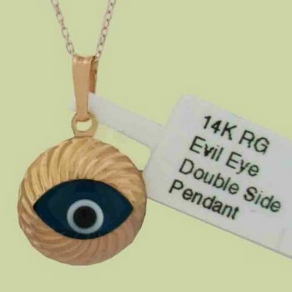 Evil Eye Double Side Pendant 14k Rose Gold